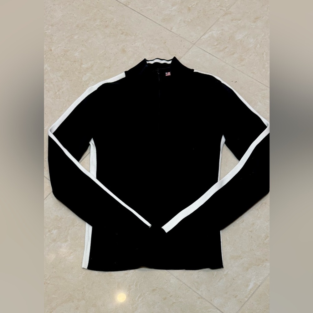 Polo Jeans Company Black and White Long Sleeve Top TurttleNeck Women Medium - Picture 6 of 9